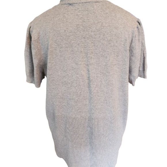 AE City Bow Front Sweater Women's Size 1X Gray Short Sleeve Top - Picture 15 of 15